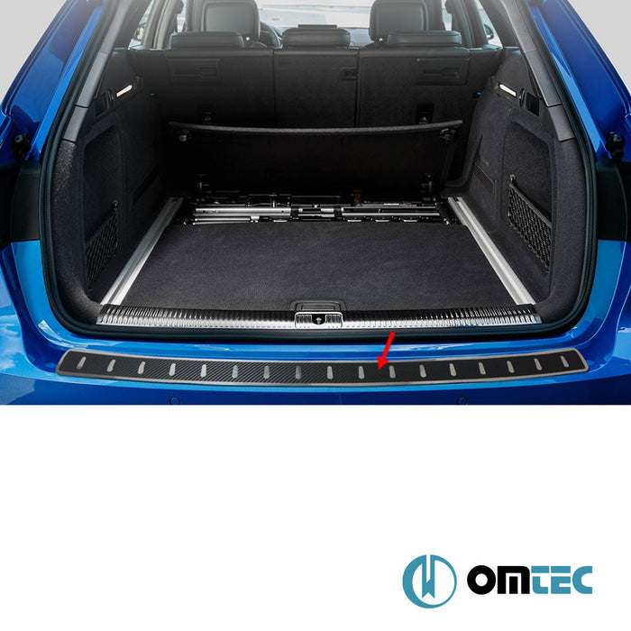 Karbon Folyolu Arka Tampon Eşiği Paslanmaz Çelik - Audi A4 - SW 8K - (2008 - 2016)