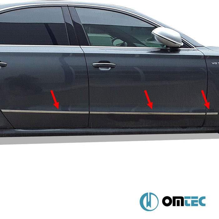 Yan Kapı Çıtası 6 Prç. Paslanmaz Çelik (Parlak) - Audi A8 - SD 4H FL - (2004 - 2017)