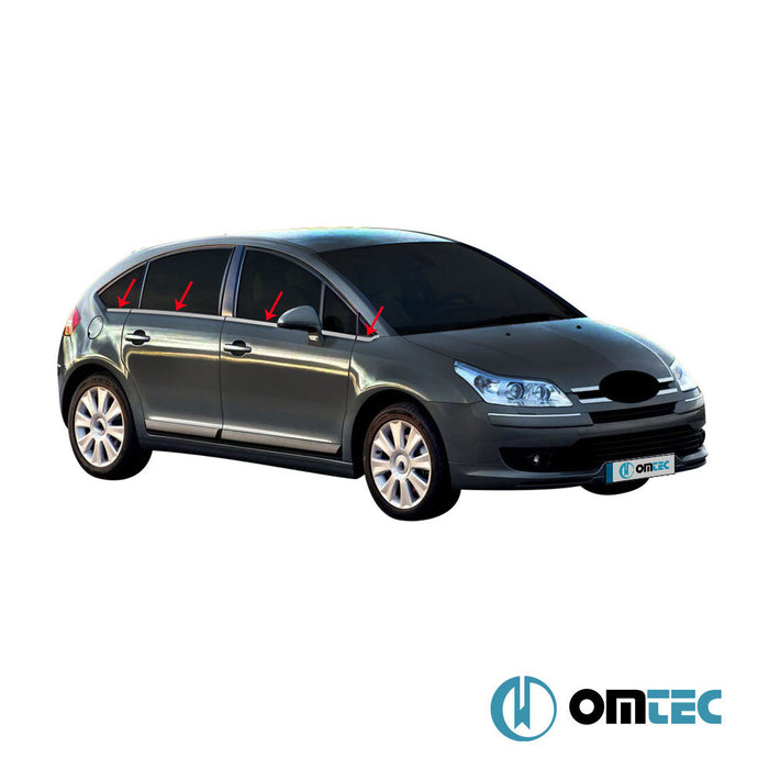 Cam Çıtası 8 Prç. Paslanmaz Çelik (Parlak) - Citroën C4 - HB 5D L - (2004 - 2010)