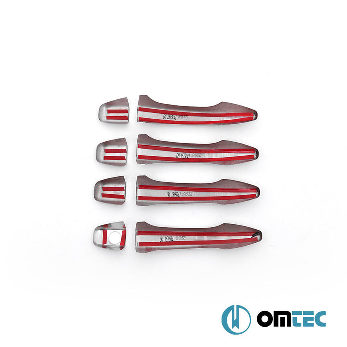 Kapı Kolu 4 Kapı 8 Prç. (H1) Paslanmaz Çelik (Parlak) - Citroën C - Elysee - SD - (2012 - )