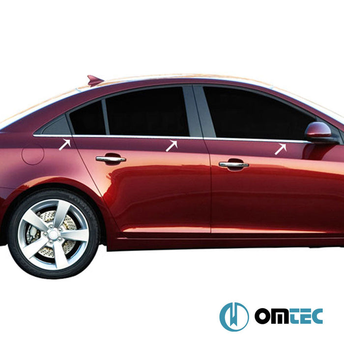 Cam Çıtası 6 Prç. Paslanmaz Çelik (Parlak) - Chevrolet Cruze - SD J300 - (2009 - 2016)
