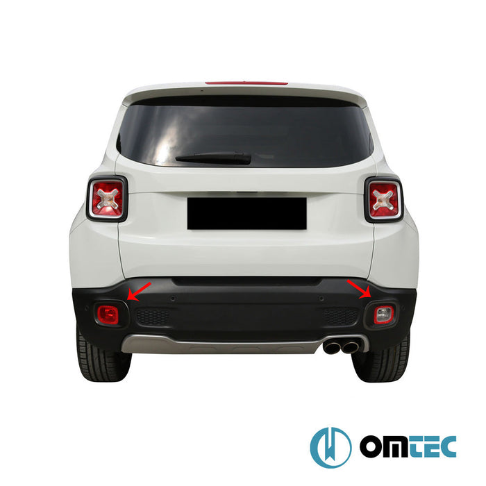 Reflektör Çerçevesi 2 Prç. Paslanmaz (Siyah - Taşlı) - Jeep Renegade - SUV BU - (2015 - )