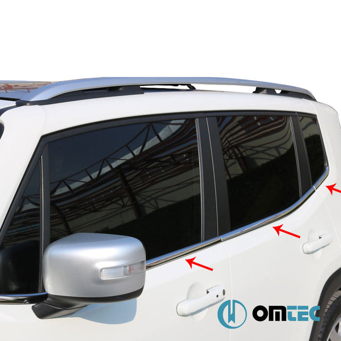 Cam Çıtası 6 Prç. Paslanmaz Çelik (Parlak) - Jeep Renegade - SUV BU - (2015 - )