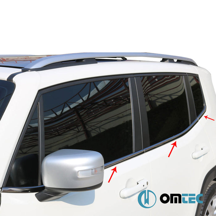 Cam Çıtası 6 Prç. Paslanmaz Çelik (Siyah) - Jeep Renegade - SUV BU - (2015 - )
