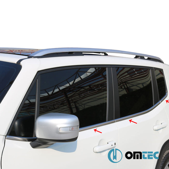 Cam Çıtası 6 Prç. Paslanmaz Çelik (Taşlı) - Jeep Renegade - SUV BU - (2015 - )