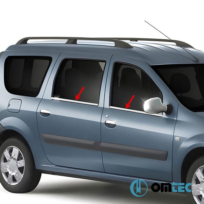 Cam Çıtası 4 Prç. Paslanmaz Çelik (Parlak) - Dacia Logan Mcv - SW I - (2006 - 2013)