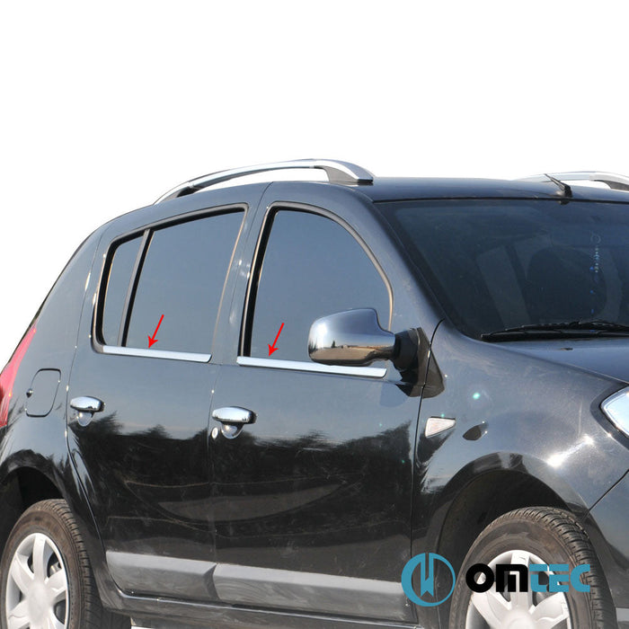 Cam Çıtası 4 Prç. Paslanmaz Çelik (Parlak) - Dacia Sandero - HB 5D B90 - (2008 - 2012)