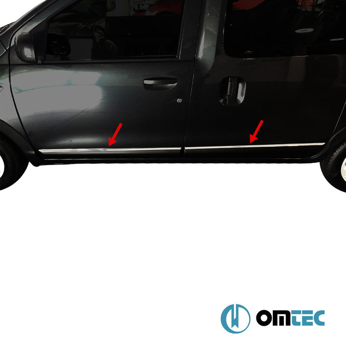 Yan Kapı Çıtası 4 Prç. Paslanmaz Çelik (Parlak) - Dacia Dokker - MVN M0 - (2012 - 2021)