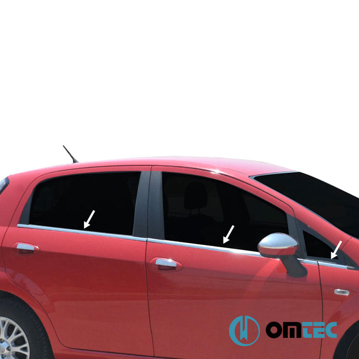 Cam Çıtası 6 Prç. Paslanmaz Çelik (Parlak) - Fiat Grande Punto - HB 5D 199 - (2005 - 2009)