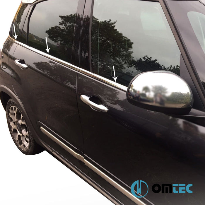 Cam Çıtası 6 Prç. Paslanmaz Çelik (Parlak) - Fiat 500L - MPV 351 - (2013 - )