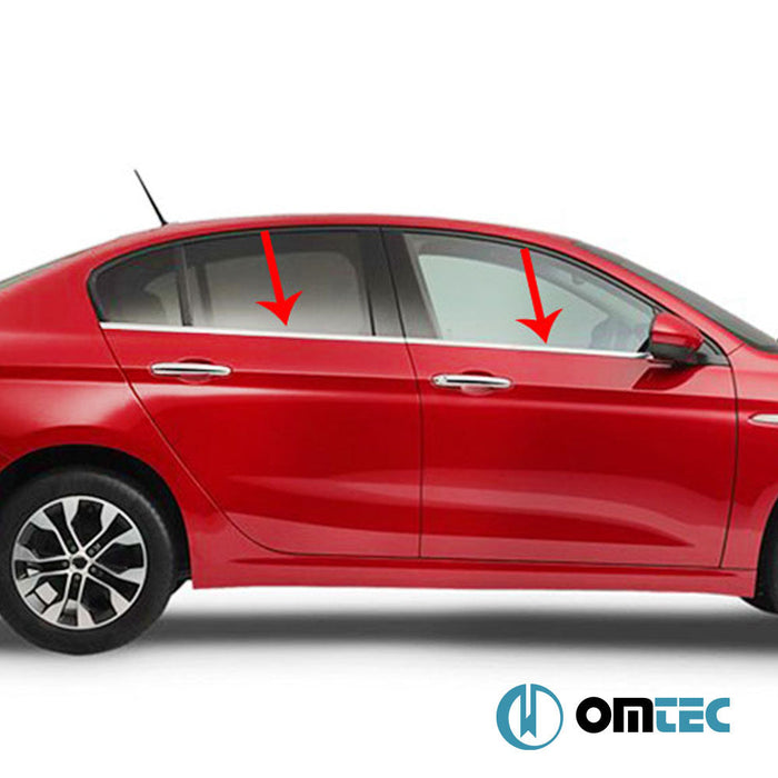 Cam Çıtası 4 Prç. Paslanmaz Çelik (Parlak) - Fiat Egea - SD 356 - (2015 - )