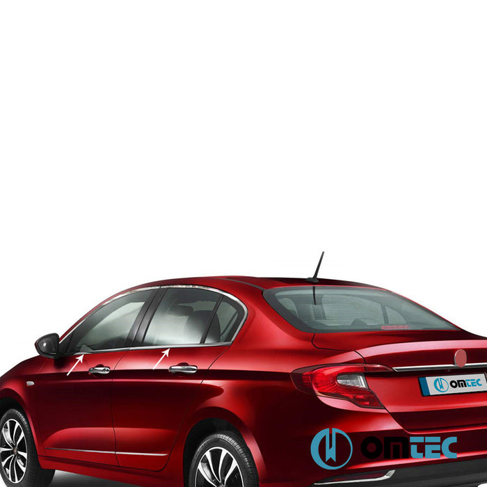 Cam Çıtası 4 Prç. Paslanmaz Çelik  (Siyah) - Fiat Egea - SD 356 - (2015 - )