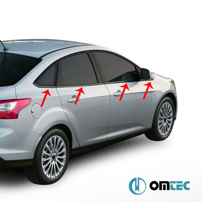 Cam Çıtası 8 Prç. Paslanmaz Çelik (Siyah) - Ford Focus - SD III - (2011 - 2018)