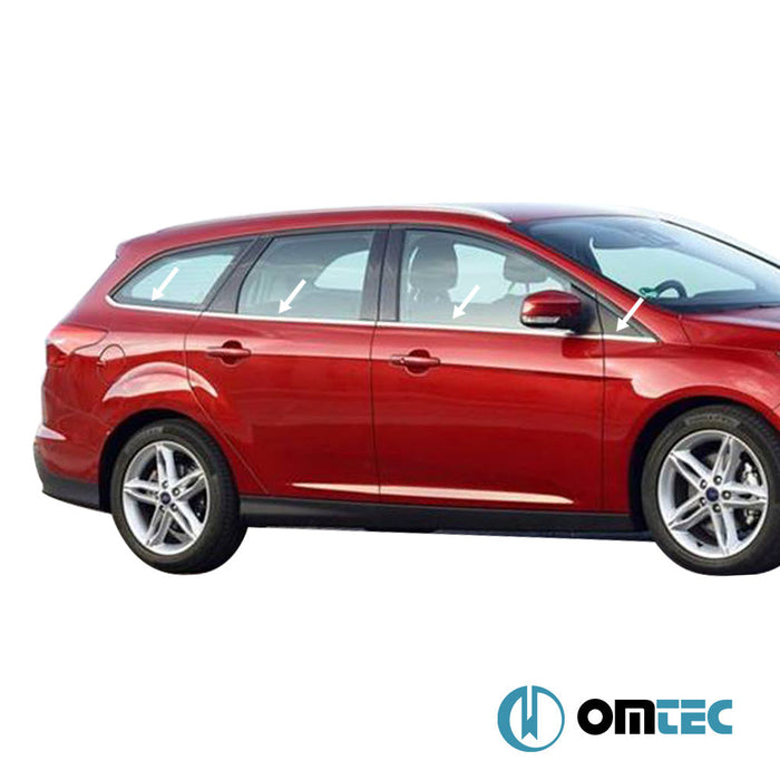 Cam Çıtası 8 Prç. Paslanmaz Çelik (Parlak) - Ford Focus - SW III - (2011 - 2018)
