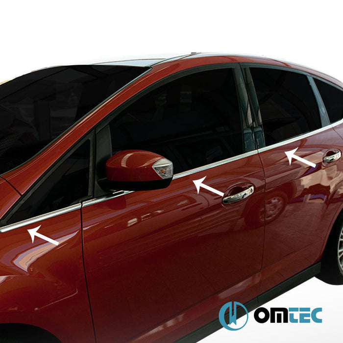 Cam Çıtası 8 Prç. Paslanmaz Çelik (Parlak) - Ford Grand C - Max - MPV DXA/CB7 - (2010 - 2019)