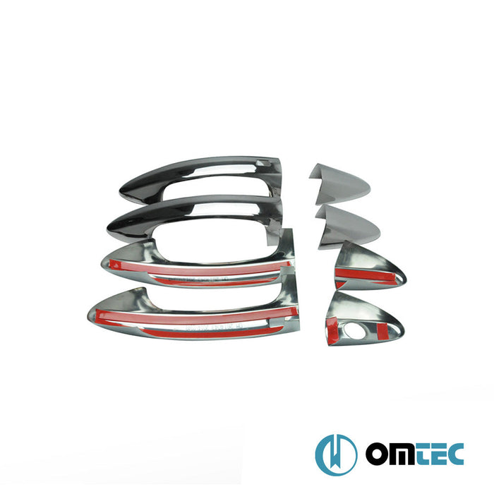 Kapı Kolu 4 Kapı 8 Prç. (H1S2) Paslanmaz Çelik (Parlak) (Keyless) - Ford Fiesta - HB 5D VI - (2009 - 2017)