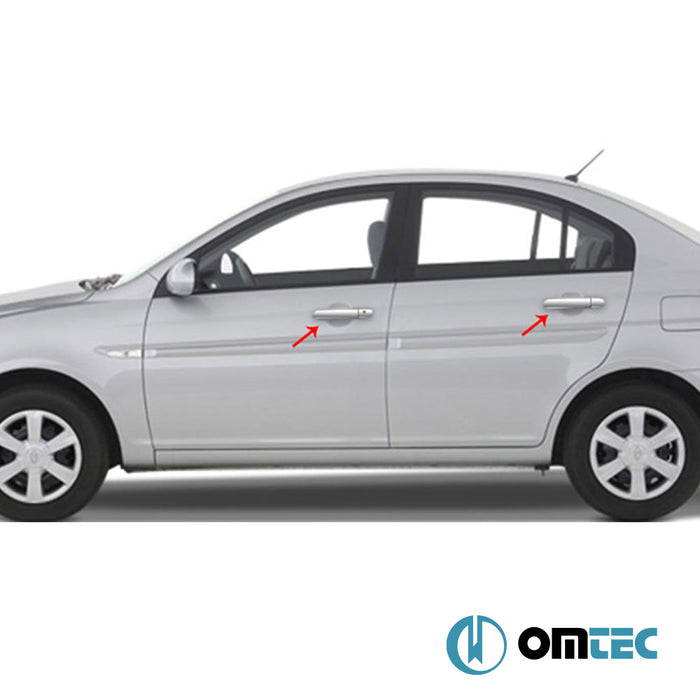Kapı Kolu 4 Kapı 8 Prç. (H1) Paslanmaz Çelik (Parlak) - Hyundai Accent/Era - SD MC - (2005 - 2010)
