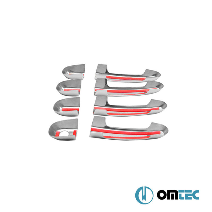 Kapı Kolu 4 Kapı 8 Prç. (H1) Paslanmaz Çelik (Parlak) - Hyundai Accent/Era - SD MC - (2005 - 2010)