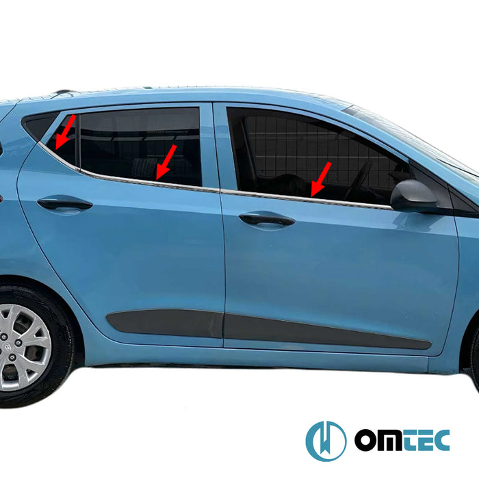 Cam Çıtası 6 Prç.Paslanmaz Çelik - Hyundai İ10 - HB 5D PA FL - (2011 - 2013)