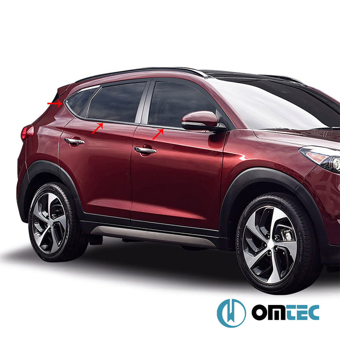 Cam Çıtası 6 Prç. Paslanmaz Çelik (Parlak) - Hyundai Tucson - SUV TL - (2015 - 2020)