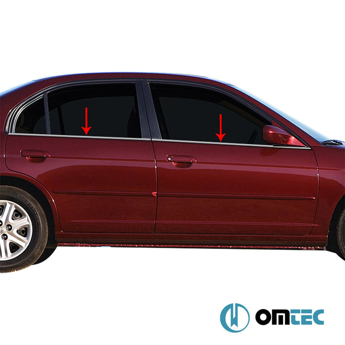 Cam Çıtası 4 Prç. Paslanmaz Çelik (Parlak) - Honda Civic - SD VII - (2002 - 2006)