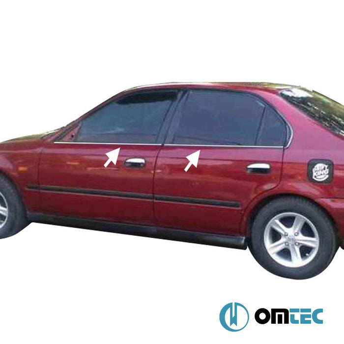 Cam Çıtası 4 Prç. Paslanmaz Çelik (Parlak) - Honda Civic - SD VI - (1997 - 2002)