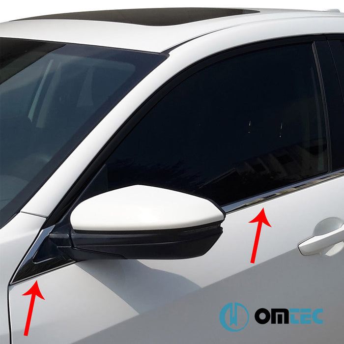 Cam Çıtası 8 Prç. Paslanmaz Çelik (Parlak) - Honda Civic - SD X - (2016 - 2022)