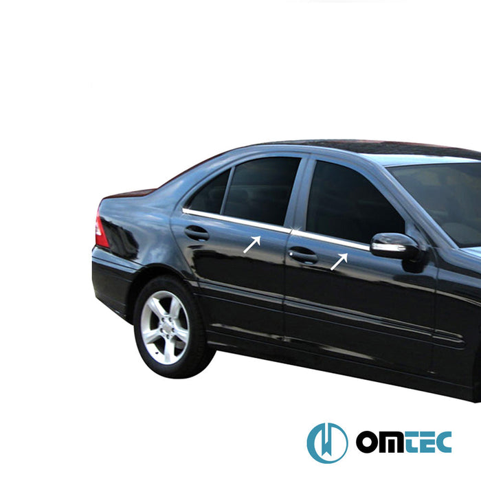 Cam Çıtası 4 Prç. Paslanmaz Çelik (Parlak) - Mercedes - Benz C - Class - SD W203 - (2001 - 2007)