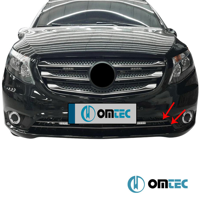 Ön Tampon Çıtası 2 Prç. P.Çelik (Siyah) - Mercedes - Benz Vito - VAN W447 PRE - FL - (2014 - 2019)