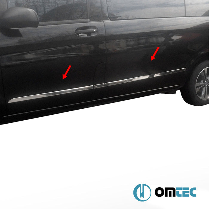 Yan Kapı Çıtası 6 Prç.(Tek Sürgülü L3) Paslanmaz Çelik (Parlak) - Mercedes - Benz Vito - VAN W447 - (2014 - )