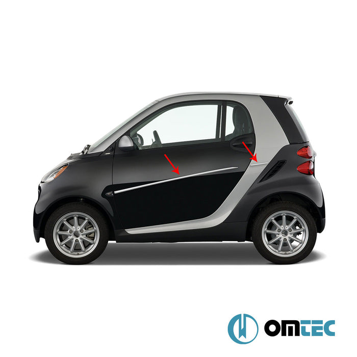 Yan Kapı Çıtası 4 Prç. Paslanmaz Çelik (Parlak) - Mercedes - Benz Smart Fortwo - HB 3D W451 - (2007 - 2014)