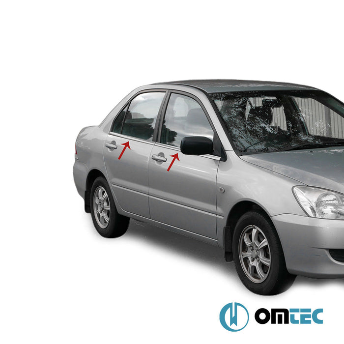 Cam Çıtası 4 Prç. Paslanmaz Çelik (Parlak) - Mitsubishi Lancer - SD VI - (2000 - 2007)