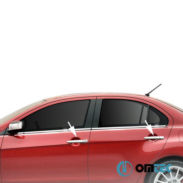 Kapı Kolu 4 Kapı 8 Prç. (H1) Paslanmaz Çelik (Parlak) - Mitsubishi Lancer - SD VII - (2007 - 2017)