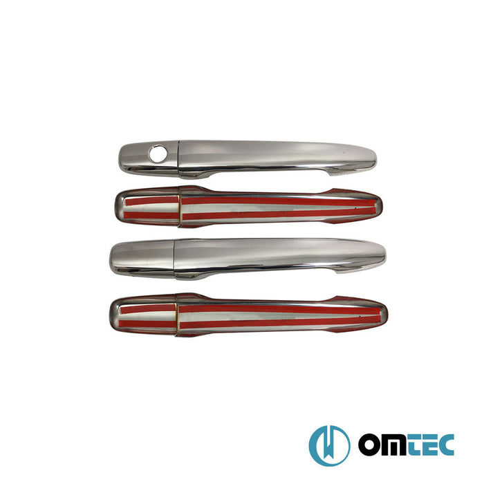 Kapı Kolu 4 Kapı 8 Prç. (H1) Paslanmaz Çelik (Parlak) - Peugeot 4007 - SUV I - (2007 - 2012)