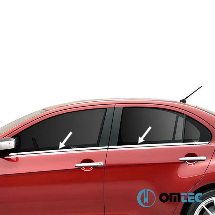 Cam Çıtası 4 Prç. Paslanmaz Çelik (Parlak) - Mitsubishi Lancer - SD VII - HB - (2007 - 2017)
