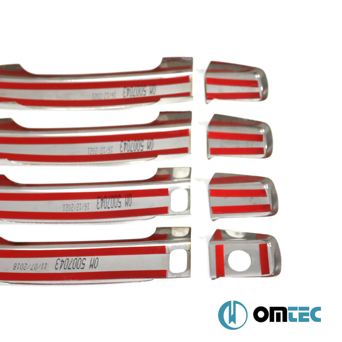 Kapı Kolu 4 Kapı 8 Prç. (H1S2) Paslanmaz Çelik (Parlak) (Keyless) - Nissan Qashqai +2 - SUV NJ10 - (2009 - 2014)