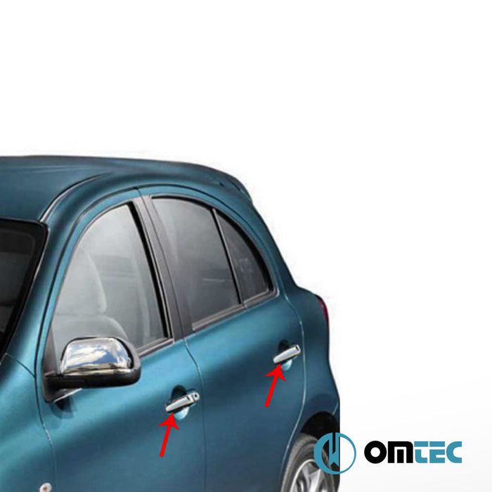 Kapı Kolu 4 Kapı 8 Prç. (H1) Paslanmaz Çelik (Parlak) - Nissan Micra Iv - HB 5D K13 - (2010 - 2017)