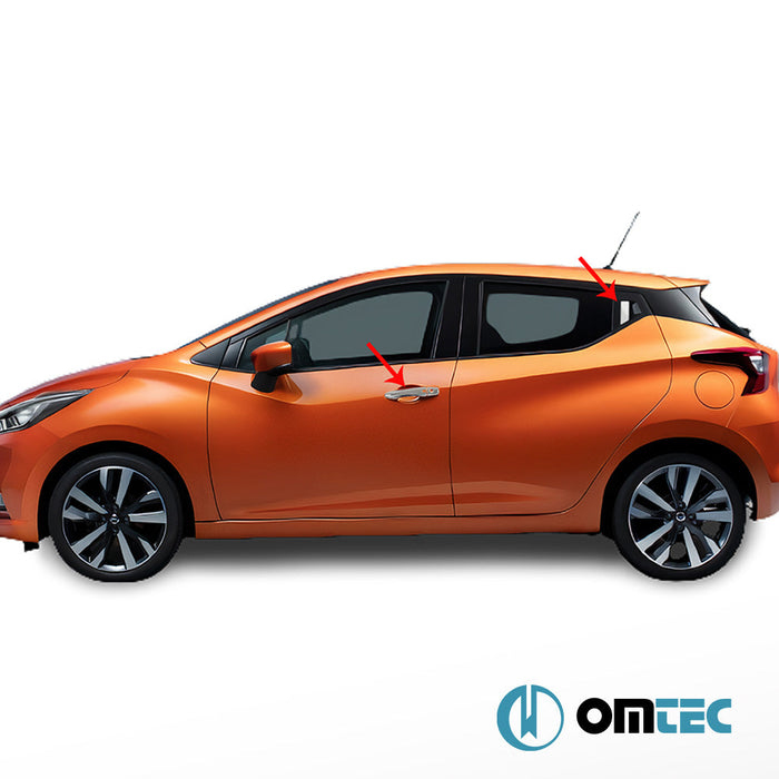 Kapı Kolu 4 Kapı 6 Prç. (H1S2) Paslanmaz Çelik (Parlak) (Keyless) - Nissan Micra V - HB 5D K14 - (2017 - )