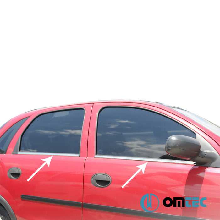 Cam Çıtası 4 Prç. Paslanmaz Çelik (Parlak) - Opel Corsa - HB 5D X01 - (2000 - 2006)