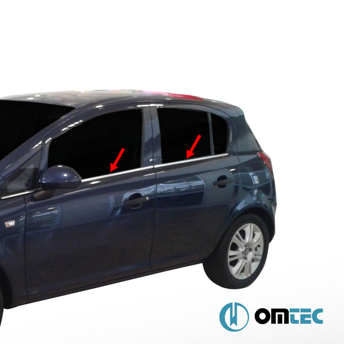 Cam Çıtası 4 Prç. Paslanmaz Çelik (Parlak) - Opel Corsa - HB 5D S07 - (2006 - 2015)