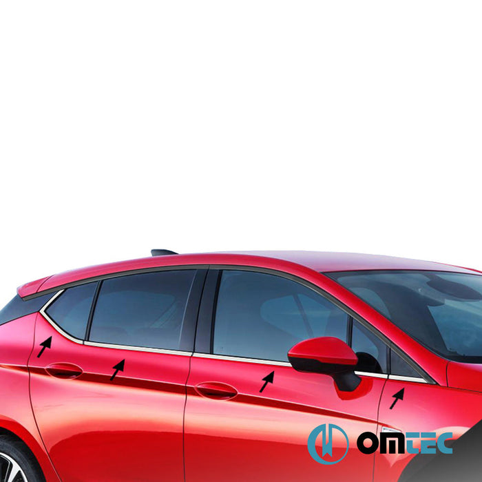 Cam Çıtası 8 Prç. Paslanmaz Çelik (Parlak) - Opel Astra - HB 5D B16 - (2015 - 2021)