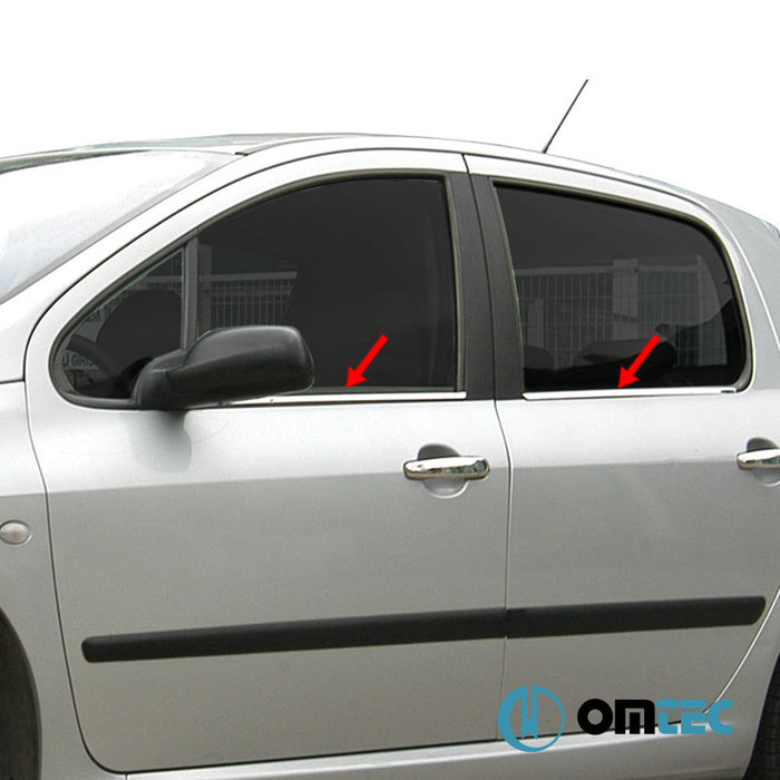 Cam Çıtası 4 Prç. Paslanmaz Çelik (Parlak) - Peugeot 307 - SW I - (2001 - 2008)
