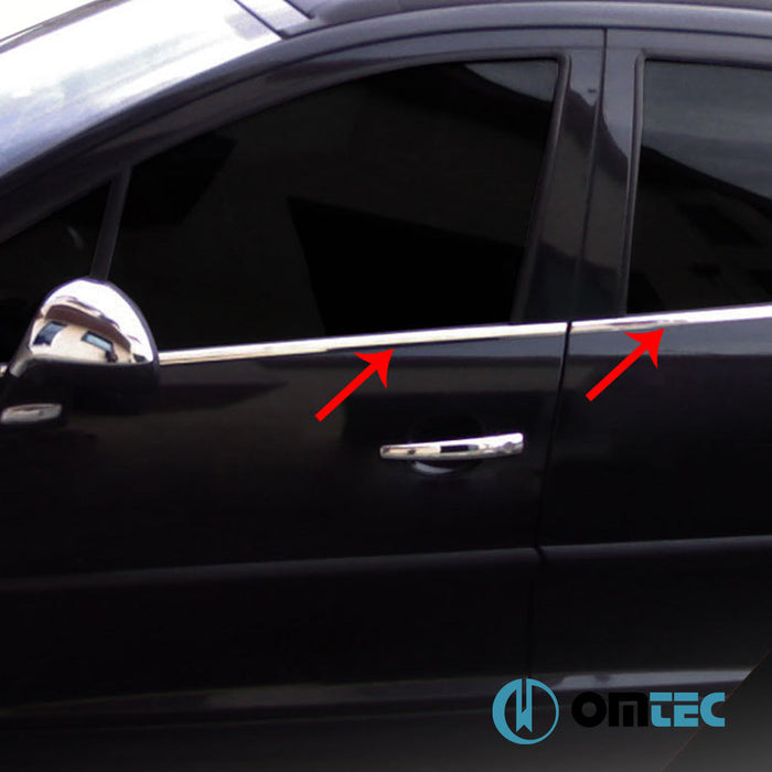 Cam Çıtası 4 Prç. Paslanmaz Çelik (Parlak) - Peugeot 207 - HB 5D I - (2006 - 2012)