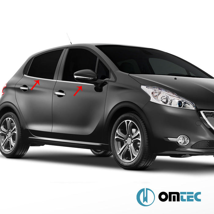 Cam Çıtası 4 Prç. Paslanmaz Çelik (Parlak) - Peugeot 208 - HB 5D A9 - (2012 - 2019)