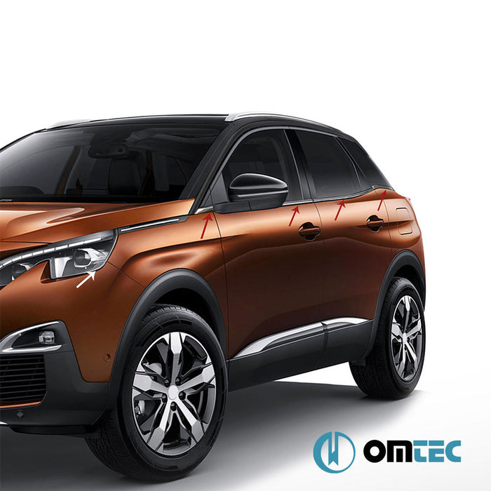 Cam Çıtası 8 Prç. Paslanmaz Çelik (Siyah) - Peugeot 3008 - SUV P84 - (2016 - )