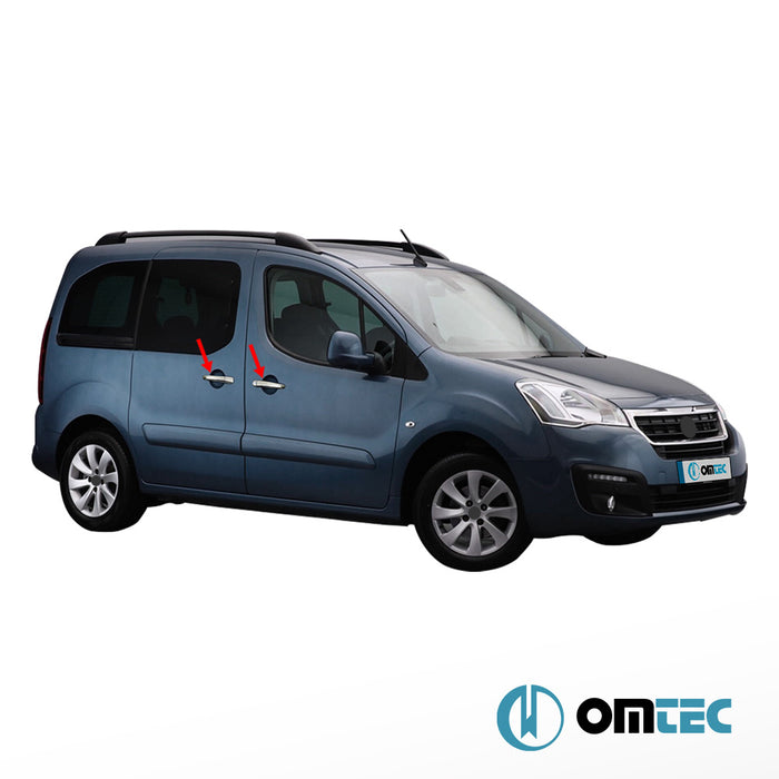 Kapı Kolu 4 Kapı 8 Prç. (H2 - Tek Sürgülü) Paslanmaz Çelik (Parlak) - Peugeot Partner Tepee - MVN B9 FL II - (2015 - 2018)
