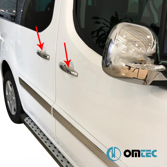 Kapı Kolu 5 Kapı 10 Prç. (H2 - Çift Sürgülü) Paslanmaz Çelik (Parlak) - Peugeot Partner Tepee - MVN B9 FL II - (2015 - 2018)
