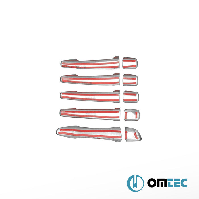 Kapı Kolu 5 Kapı 10 Prç. (H2 - Çift Sürgülü) Paslanmaz Çelik (Parlak) - Peugeot Partner Tepee - MVN B9 FL II - (2015 - 2018)