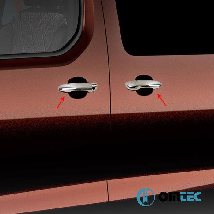 Kapı Kolu 4 Kapı 8 Prç. (H2 - Tek Sürgülü - LHD) Paslanmaz Çelik (Parlak) - Opel Combo - MVN V - (2019 - )