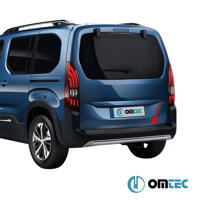 Arka Tampon Eşiği Paslanmaz Çelik (Siyah - Taşlı) - Peugeot Rifter - MVN K9 - (2019 - )